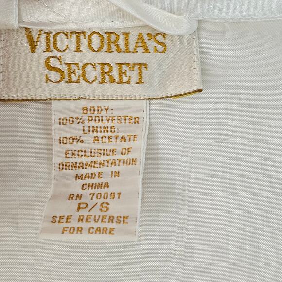 VTG Victoria Secret Gold label white 2 piece slip gown and bed jacket Small - Picture 7 of 16